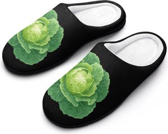 Generic Lettuce Cabbage Vegetable Leaves Slippers Men Winter Warm Cotton Anti-Slip Indoor Slip-Ons House Shoes