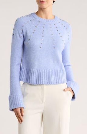 Ellen Tracy Rhinestone Embellished Crop Sweater in Tranquil Blue at Nordstrom Rack, Size X-Large