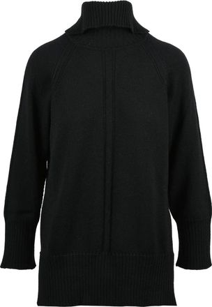 Alpha Studio Black Wool Turtleneck With High Ribbed Collar And Relaxed Fit