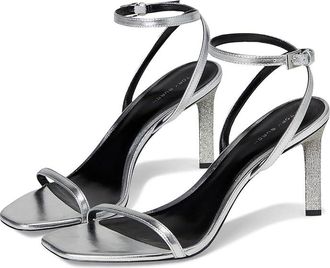 Tory Burch Pave Heel Sandal 90mm Womens Dress Sandals Silver : 8.5 M, Leather