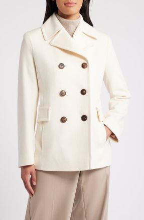 Fleurette Ali Wool Peacoat in Parchment at Nordstrom, Size 14