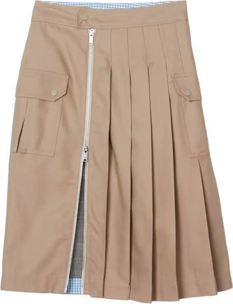 3.1 Phillip Lim zip-pleated cotton midi skirt - Neutrals