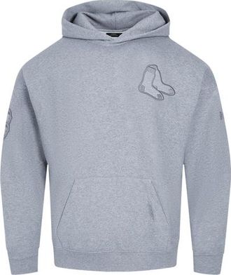 Pro Standard Mens RED SOX NEUTRAL DROP SHOULDER FLC PO HOODIE - Dark Heather Gray Size 3XL
