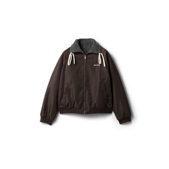 Miu Miu Technical Gazar And Fleece Reversible Bomber Jacket, Woman, Coffee, Size 40