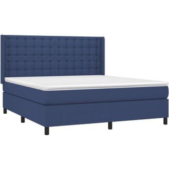 vidaXL Cama Box Spring Con Colch&oacute;n Tela Azul 180x200 Cm Vidaxl