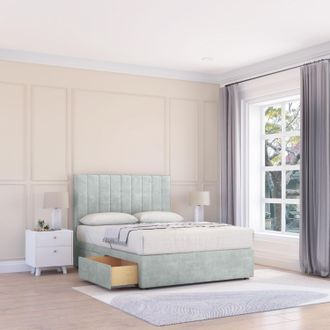 Sloomy Kansas Divan Bed Base 4 Drawers & 26 Struts Headboard in Silver | Size: Small Double