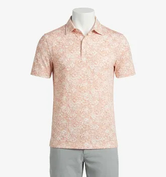 Faherty Short Sleeve Movement Pique Polo Top In Hilo Rose Floral Print