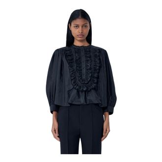 Chlo&eacute; Blouses, female, Black, Size: M Ruffled Detail Blouse