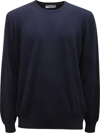 Gran Sasso Maglione Cotton Sweater E - Heren - Ronde hals truien - Blauw - 2XL - Katoen - Truien & Vesten