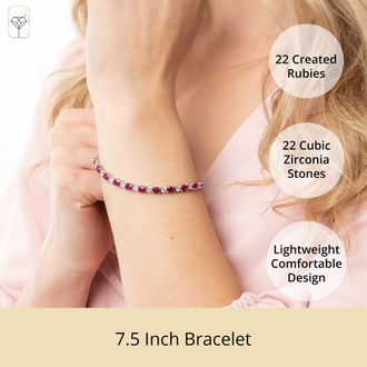 MAX + STONE Sterling Silver Oval Gemstone and Cubic Zirconia Tennis Bracelet