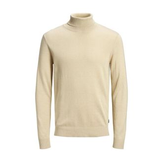 Jack & Jones Beige Coltrui Gebreide Trui - Heren - Coltruien - Beige - XL - Katoen - Truien & Vesten
