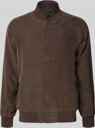 Bugatti Blouson aus Seide mit Rei&szlig;verschlusstaschen in Mittelbraun, Gr&ouml;&szlig;e 52