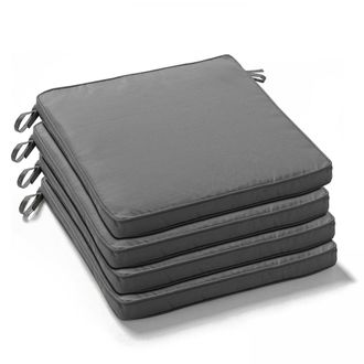 Oviala Lote de 4 cojines de silla de poli&eacute;ster gris 40x40x3 cm