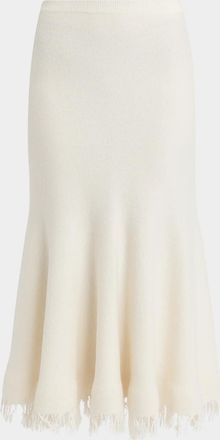 Bottega Veneta Wool Knit Fringe Midi Trumpet Skirt
