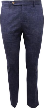 Entre Amis Wol/Linnen Broek- Gemaakt in Itali&euml; - Heren - Slim Fit Broeken - Blauw - W30 - Wol - Broeken
