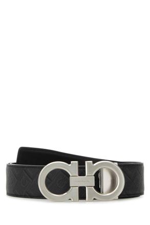 Ferragamo Black Gancini Buckle Reversible Belt