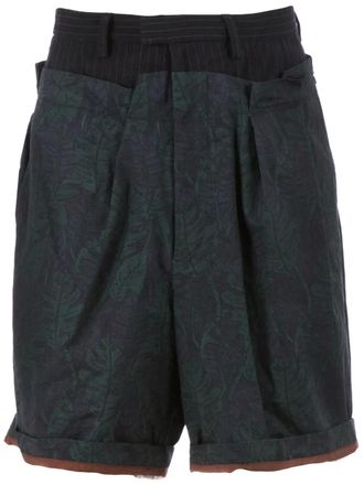 Kolor floral pinstriped top shorts - Verde