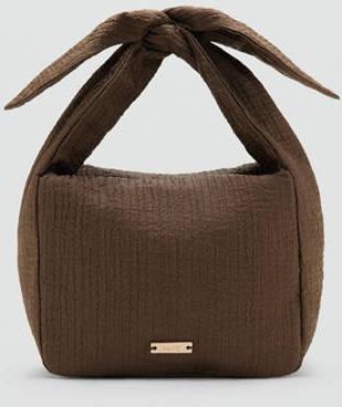 Mango Borsa mano bambula fiocco caff&egrave; - Donna - Taglia unica - MANGO