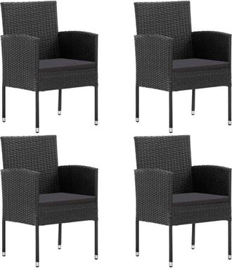 vidaXL Vidaxl - Sillas De Jard&iacute;n Con Cojines Negros 4 Uds Rat&aacute;n Sint&eacute;tico Negro
