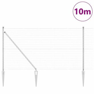 Berkfield Home Modern Euro Fence with 7 Spike Posts 1.2x10 m Galvanised Steel in Silver