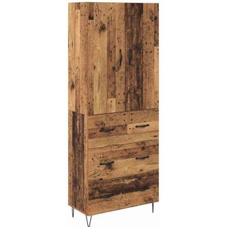 vidaXL Highboard with Drawer 2 pcs Old Wood Engineered Wood and Glass vidaXL