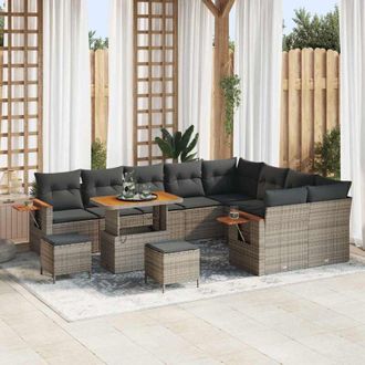 vidaXL Conjunto De Sof&aacute; De Jard&iacute;n 12 Pcs Gris 90 X 55 X 71 Cm Vidaxl