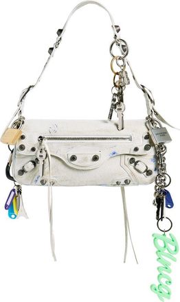 Balenciaga Small Le Cagole Used Effect Sling Bag with Charms in Optic White at Nordstrom