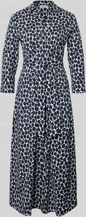 More & More More & More Hemdblusenkleid mit Bindeg&uuml;rtel und 3/4-Arm in Marine, Gr&ouml;&szlig;e 34