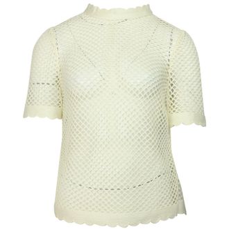Self Portrait Crochet Top in Cream Polyester