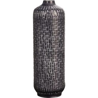 Nearly Natural 21-in Embossed Metal Cylinder Vase in Gray at Nordstrom