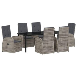 Berkfield Home 7 Piece Garden Dining Set with Cushions Grey Poly Rattan