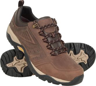 Mountain Warehouse Pioneer II Mens Waterproof Extreme Leather Walking Shoe - IsoGrip & Phylon Midsole Sneakers - Walking, Hiking, Outdoors & Trekking Brown Adult Shoe Si