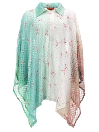Missoni Multicolor Embroidered Shirt Collar Midi Dress
