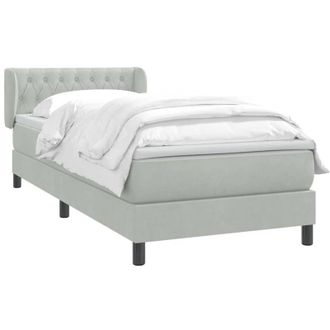 vidaXL Cama Box Spring Con Colch&oacute;n Terciopelo Gris Claro 80x210 Cm Vidaxl