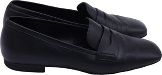 Khaite Square-Toe Penny Loafers in Black Leather