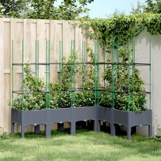 Berkfield Home Garden Planter with Trellis Blue Grey 160x120x142.5 cm PP