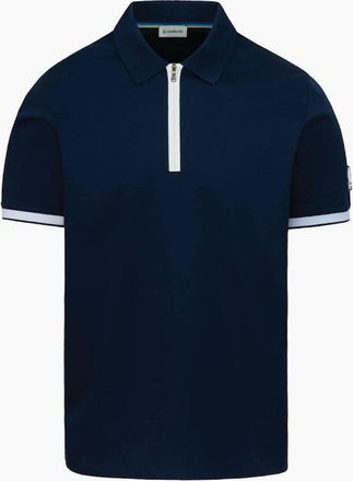 Sandbanks Mens Sandbanks Silicone Zip Polo S1-26 Navy - Size: 42