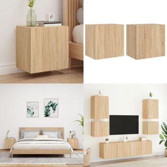 vidaXL Mobili TV Muro 2pz Rovere Sonoma 40,5x30x40cm Legno Multistrato - Mobile TV - Armadio TV