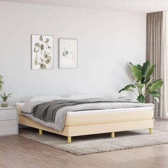vidaXL Cama Box Spring Con Colch&oacute;n Tela Color Crema 160x200 Cm Vidaxl