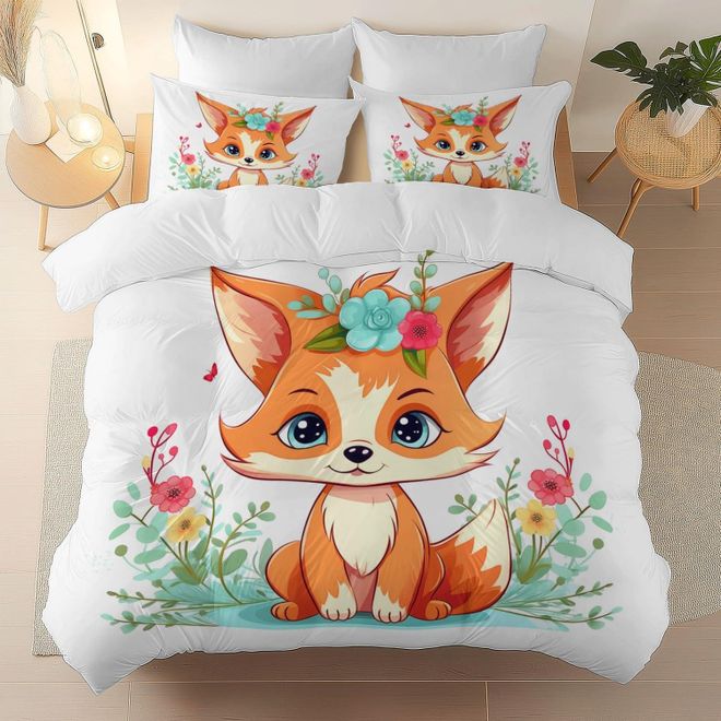 Generic Bettwäsche-Set für Erwachsene Jungen Mädchen, Kinderbettwäsche 135 x 200 cm Aufdruck, Wendedesign Bettbezug Cartoon-Fuchs-Illustration mit Reißverschl ab 24,87 €