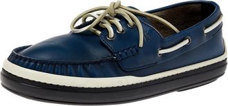 Tod's Tods Blue Leather Lace Up Boat Shoes