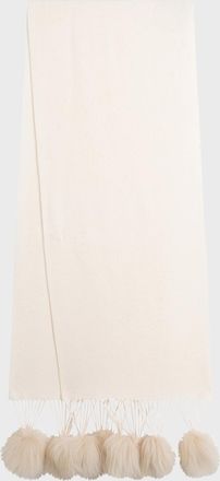Gorski Select Cashmere Stole With Lamb Shearling Poms