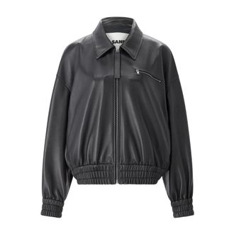 Jil Sander Bomberjack - Dames - Bomber jackets - Zwart - M - Leer - Jassen