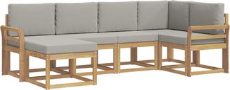 vidaXL Conjunto De Sof&aacute;s De Exterior 6 Uds. Blanco Y Gris Claro Vidaxl