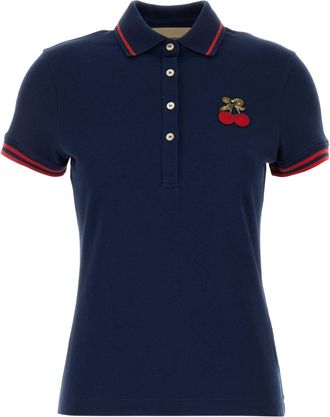 Valentino Garavani Womens Blue Poplin Polo Shirt - Dark Blue Cotton - Size Small