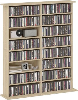 HOMCOM CD Storage Unit DVD Tower Blu-ray Storage Shelf for Office, Natural