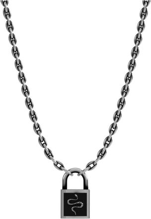 John Richmond Slot ketting met slang - Dames - Kettingen - Grijs - ONE Size - Leer - Accessoires
