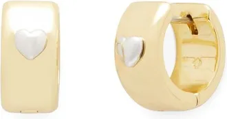 Kate Spade New York heartful huggie hoop earrings in Gold/silver at Nordstrom