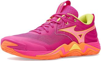Mizuno Wave Momentum 4 Elite Cross Training Shoes Pink Tetra/Fortune Yellow : Mens 10.5 - Womens 12 Medium, Synthetic