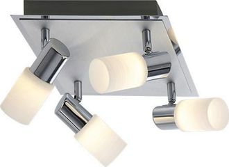 Trio Clapton Foco Cuadrado 4 Spot Led Cromado Y Cristal Blanco 23x23 Cm Lighting